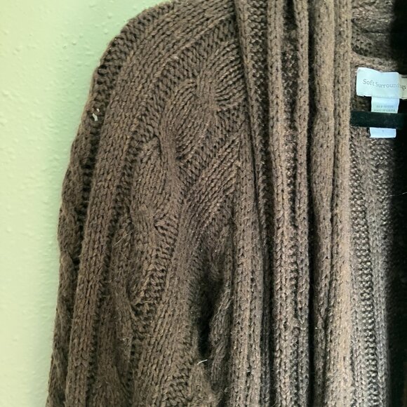Soft Surroundings Wool Blend Long Sleeve Brown Cardigan Size Small - Picture 4 of 9